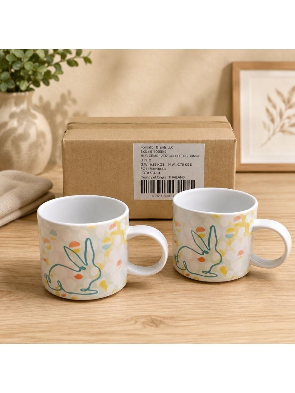 New NIB Starbucks 2018 Easter Bunny Coffee Mugs 12 oz Pastel Eggs Set of 2